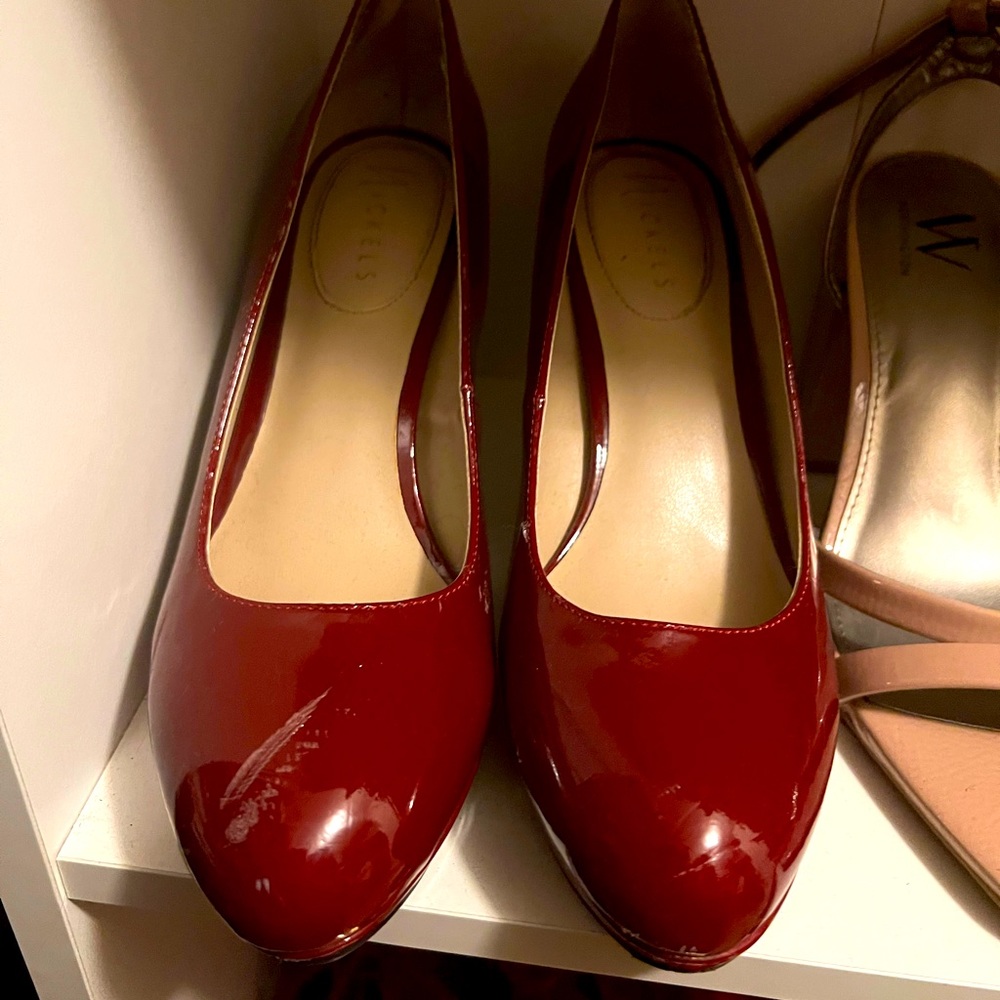 Deep red “Mary Jane” heel 4”